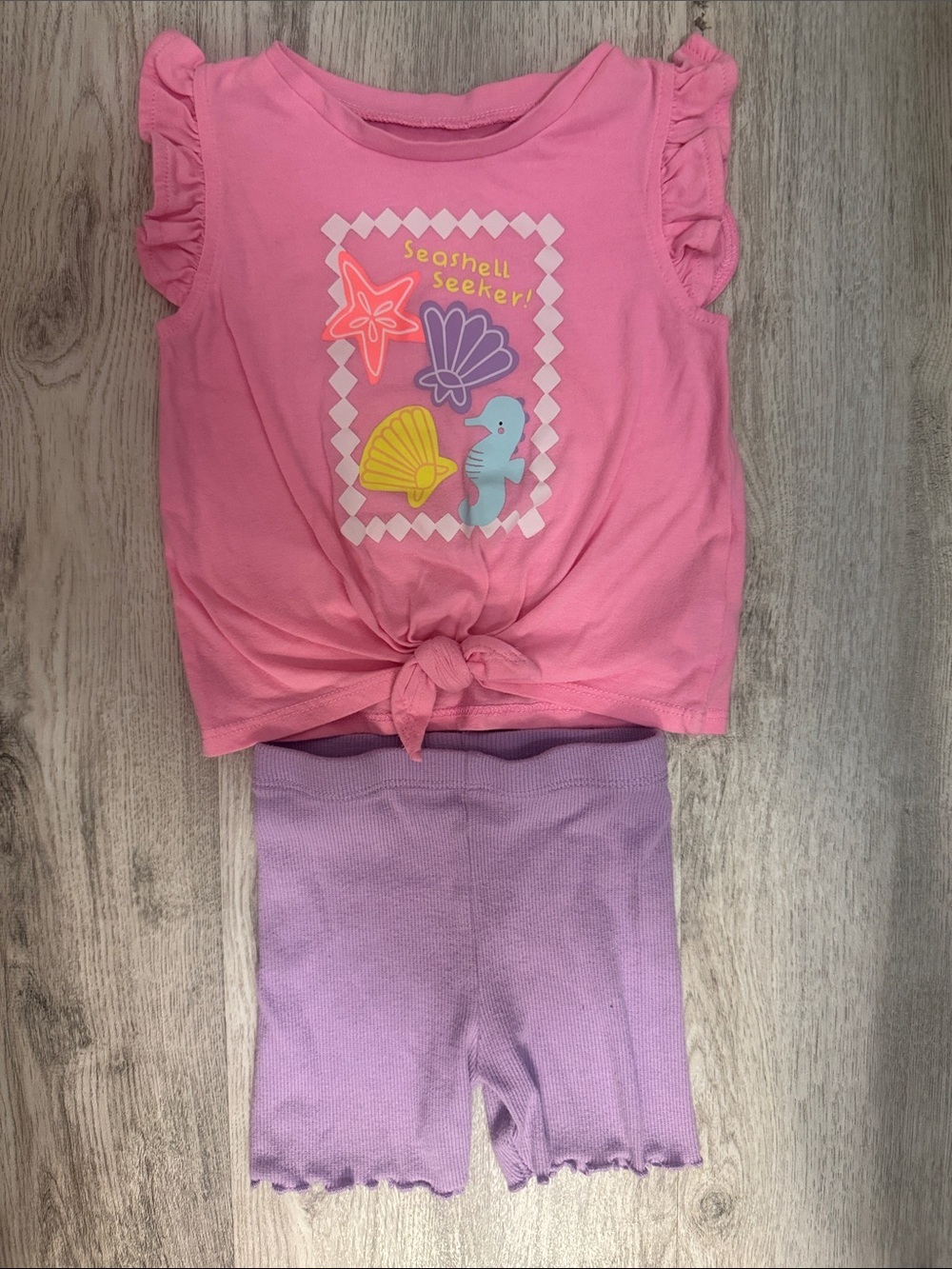 Garanimals Pink Seashell Knot Front Set with Lavender Shorts